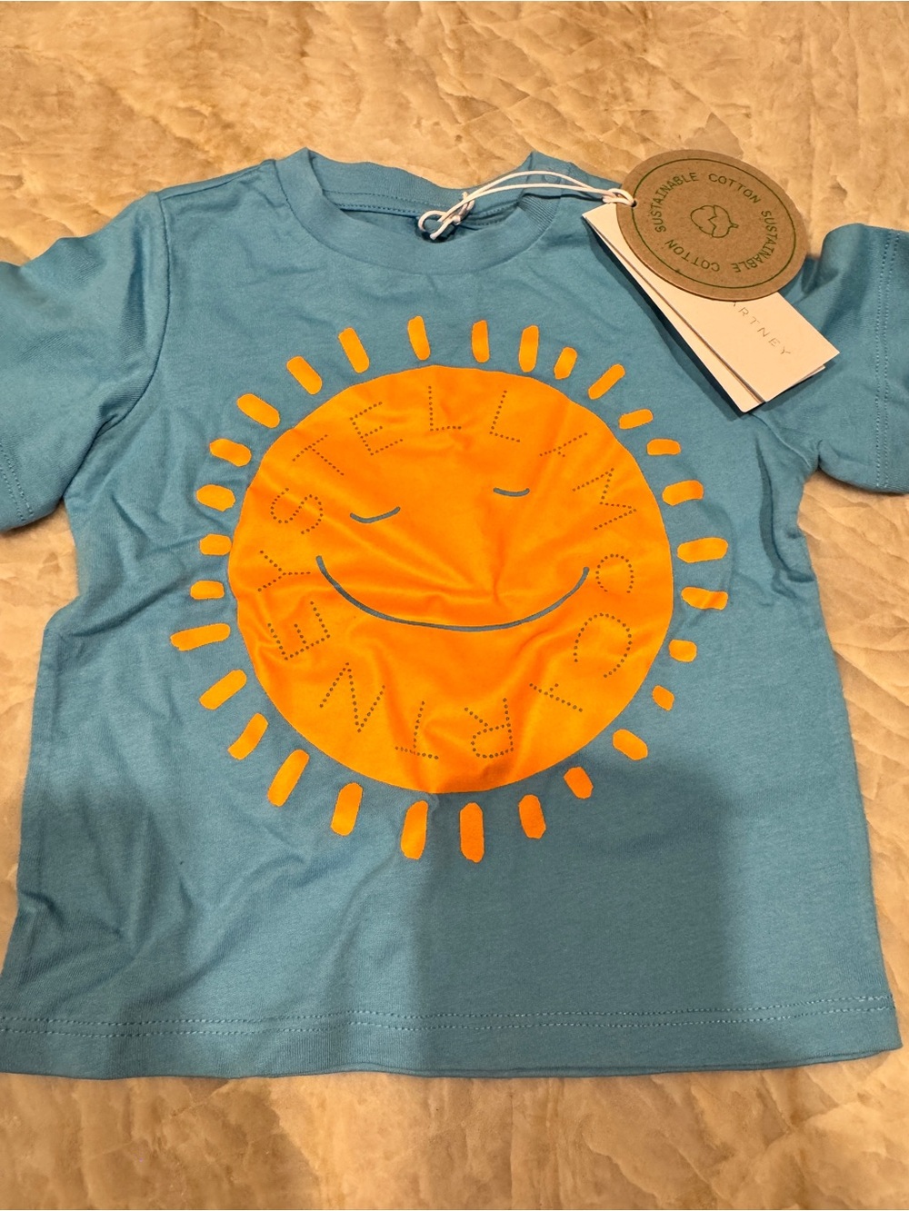 STELLA MCCARTNEY Kids Blue Short-Sleeve Tee with Sunny Orange Graphic